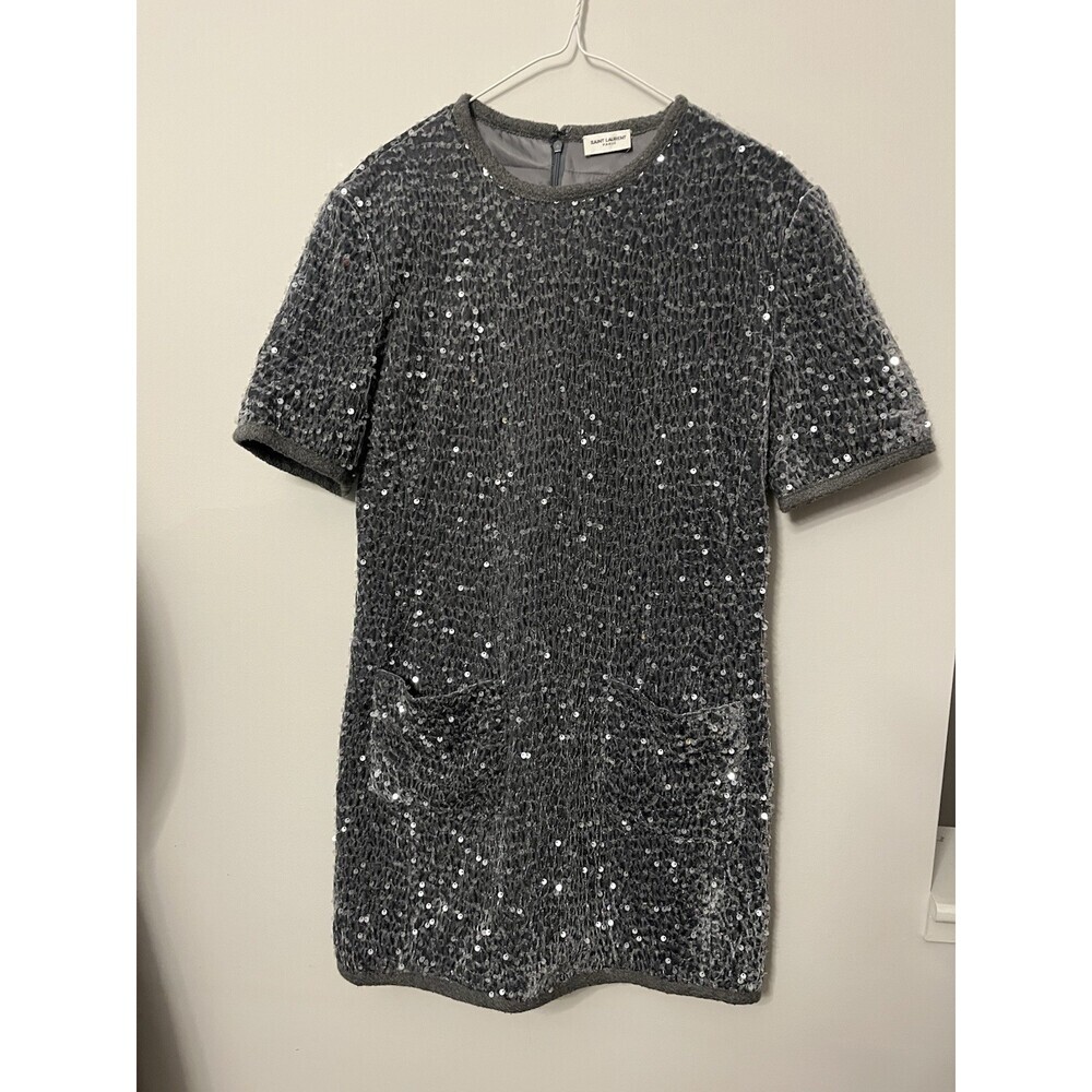 SAINT LAURENT 2021 SizeF38  Black Silver Sparkler Sequin Top